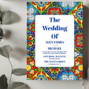 Papel Picado Bloom Flowers Mexican Style Wedding Invitation