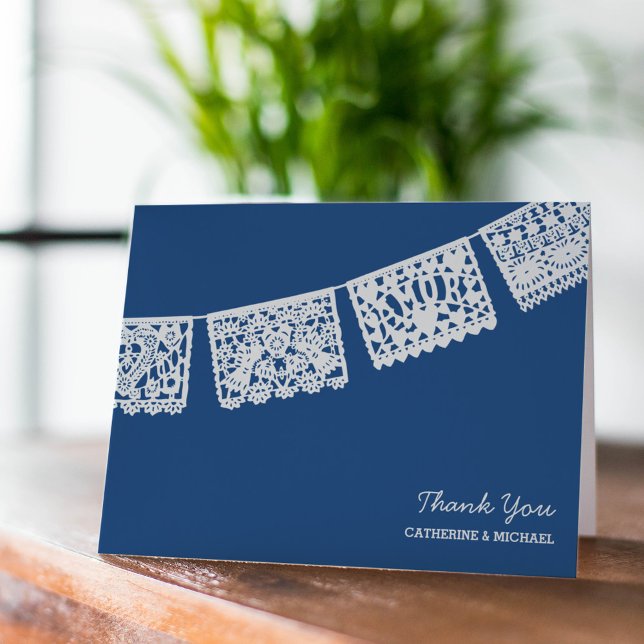 Papel Picado Blue | Wedding Thank You Card (Creator Uploaded)