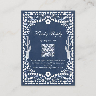 Papel Picado Boda Mexican Rustic Blue Wedding Enclosure Card