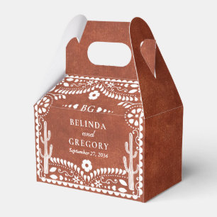Papel Picado Boda Mexican Terracotta Brown Wedding Favor Box