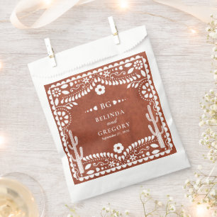 Papel Picado Boda Mexican Terracotta Brown Wedding Favour Bag