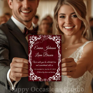 Papel Picado Burgundy Mexican Wedding Invitation