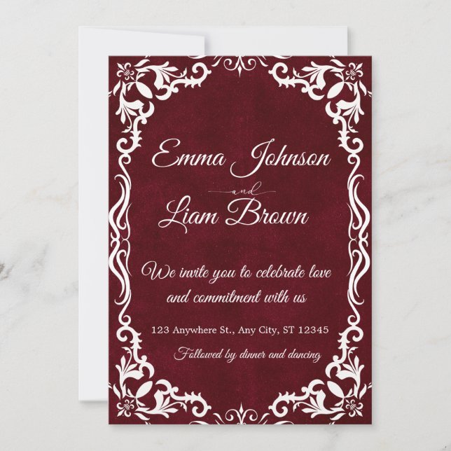 Papel Picado Burgundy Mexican Wedding Invitation (Devant)