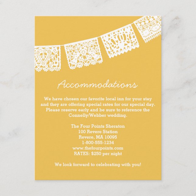 Papel Picado | Carte d'hébergement Mariage (Devant)