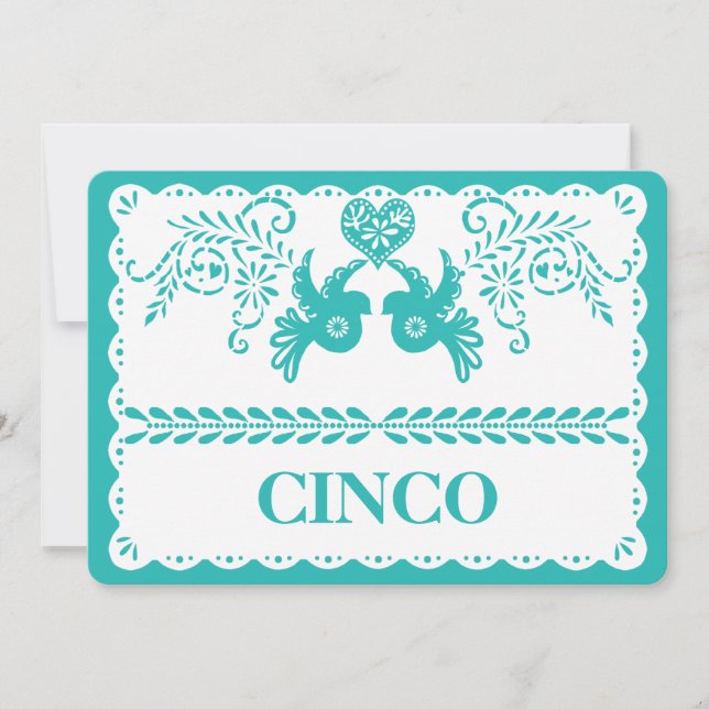 Papel Picado Cinco Cinq Numéro de Table Aqua Fiest (Devant)
