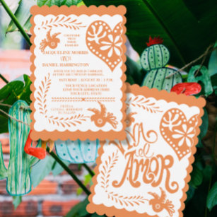 Papel Picado Citrus Orange Fiesta Wedding Banner Invitation