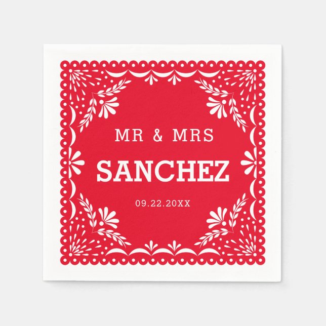 Papel Picado Colourful Mexican Wedding Paper Napkin (Front)