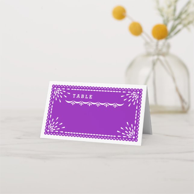 Papel Picado Colourful Mexican Wedding Place Card (Front)