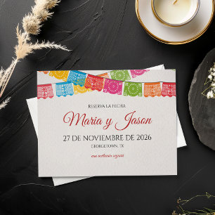 Papel Picado Elegant Colorful Boda Spanish Wedding Save The Date