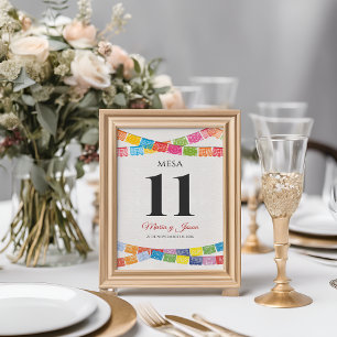 Papel Picado Elegant Colorful Boda Spanish Wedding Table Number