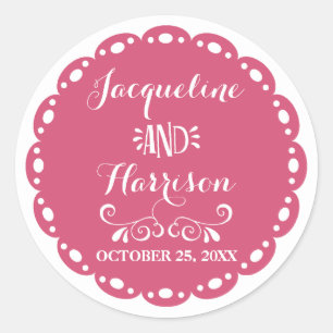Papel Picado Envelope Seal Hot Pink Fiesta Wedding