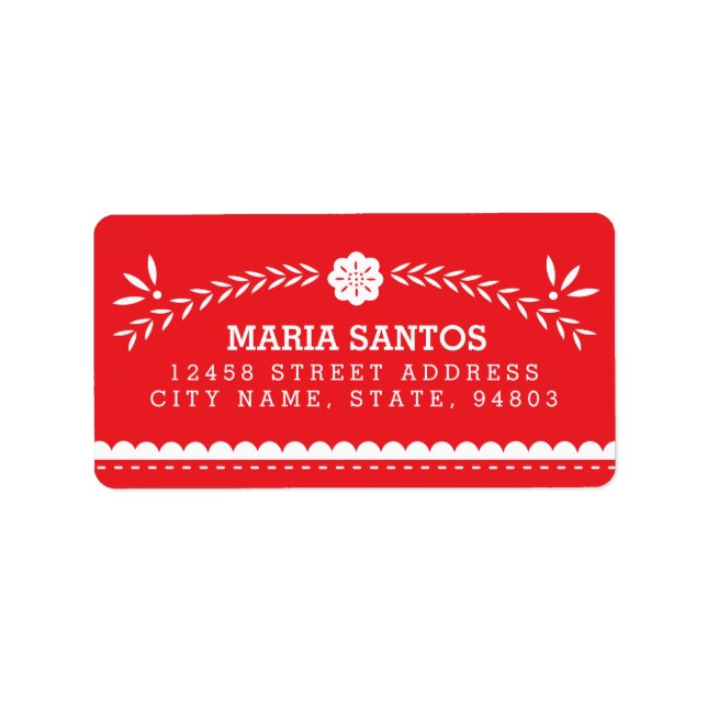 Papel Picado Étiquettes de adresse - Rouge (Devant)