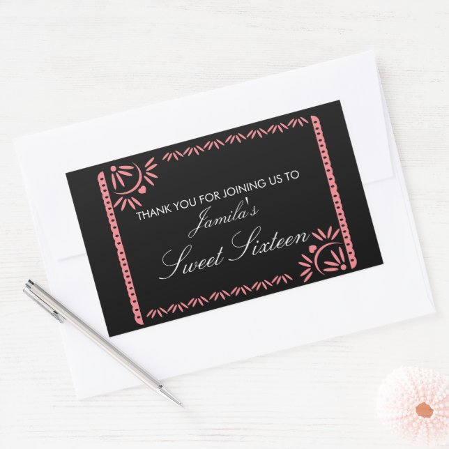 Papel Picado Fiesta Sweet 16 Mexican Any Colour Re Sticker (Envelope)