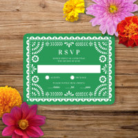 Papel Picado Green | Carte RSVP de réponse Mariage