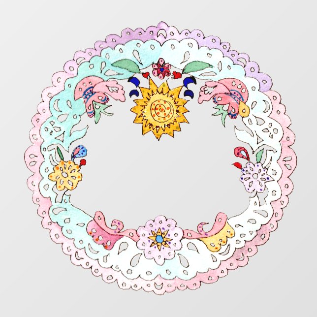 Papel Picado, Hispanic folk art Window Cling (Sheet)