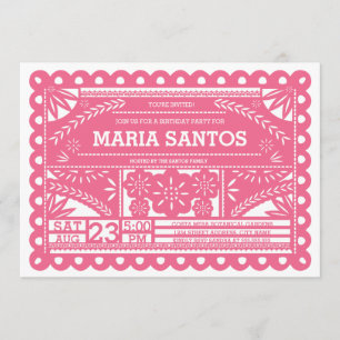 Papel Picado Invitation de fête d'anniversaire - R