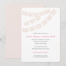 Papel Picado Invitation de la fête de mariage rose