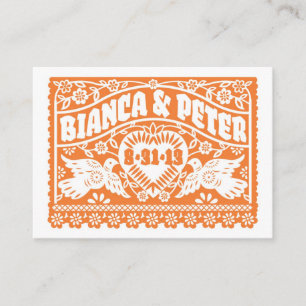 Papel Picado Lovebirds Orange Place card