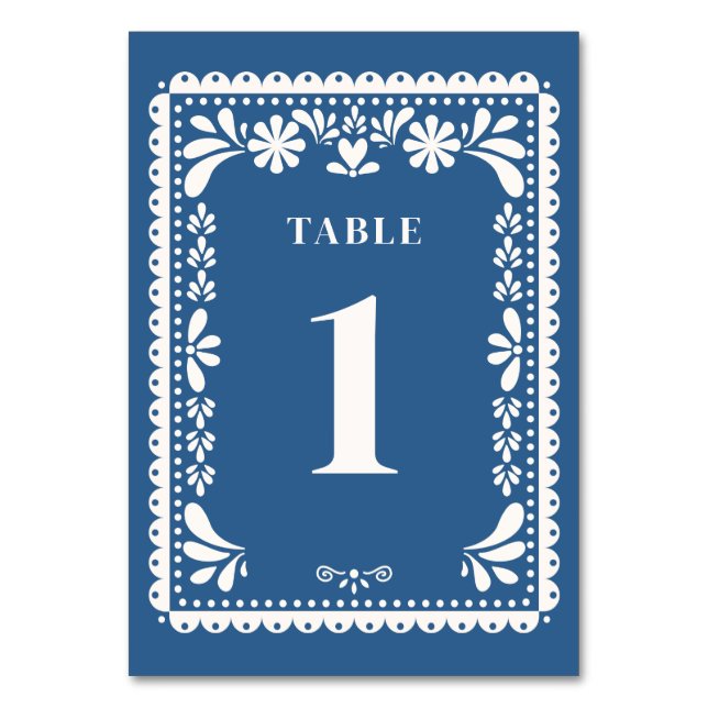 Papel Picado Mariage Numéros de table Bleu Mexicai (Par défaut)