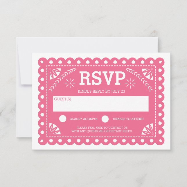 Papel Picado Mariage RSVP rose (Devant)