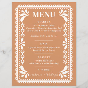 Papel Picado Menu Mariage Thème mexicain moderne