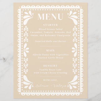 Papel Picado Menu Mariage Thème mexicain moderne