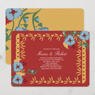 Papel Picado Mexican Botanical Florals Fiesta Invitation