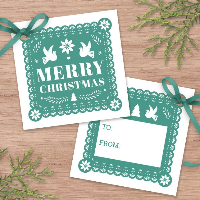 Papel Picado Mexican Christmas Gift Tag (Papel Picado Mexican Christmas Gift Tag by Fiesta Valley Print)