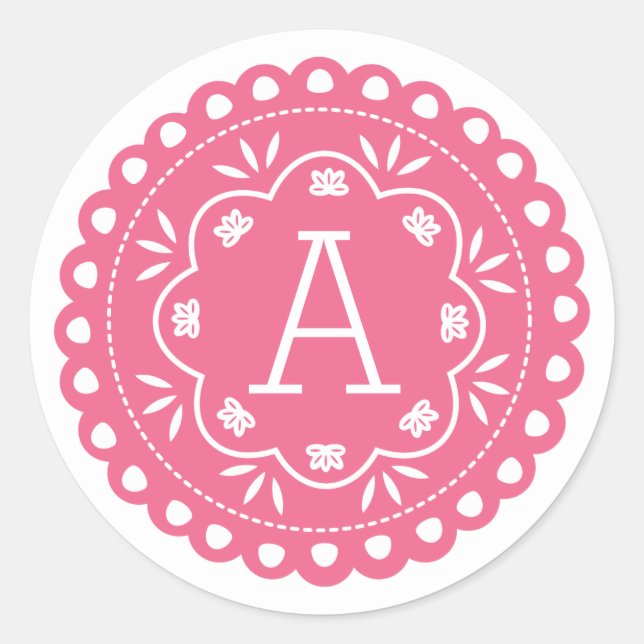 Papel Picado Monogram Stickers - Pink (Front)