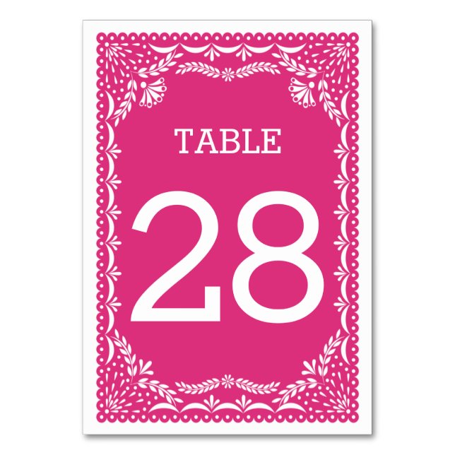 Papel Picado Numéro de table | Couleur modifiable (Par défaut)