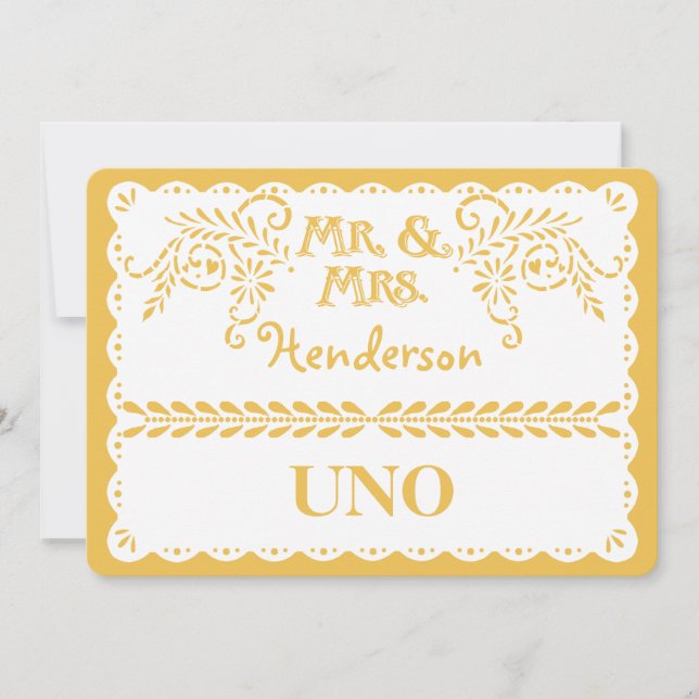 Papel Picado Numéro de table Gold Fiesta Mariage (Devant)