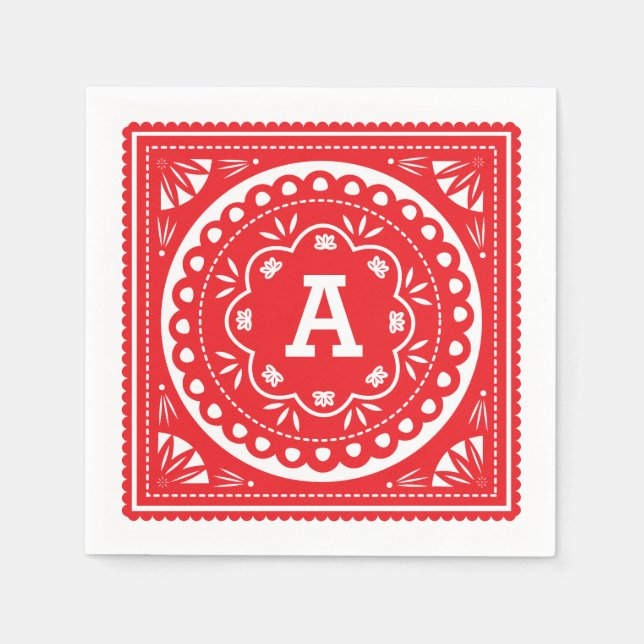 Papel Picado Paper Napkins - Red (Front)