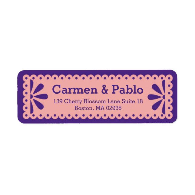 Papel Picado Pink and Purple Return Address (Front)
