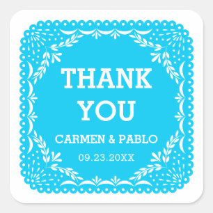 Papel Picado Pink and Purple Wedding Favour Square Sticker