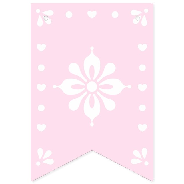 Papel Picado Pink Baby Shower Bunting Flags (Second Flag)