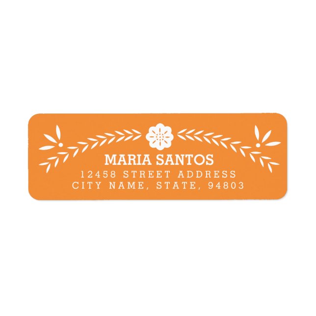 Papel Picado Return Address Labels - Orange (Front)