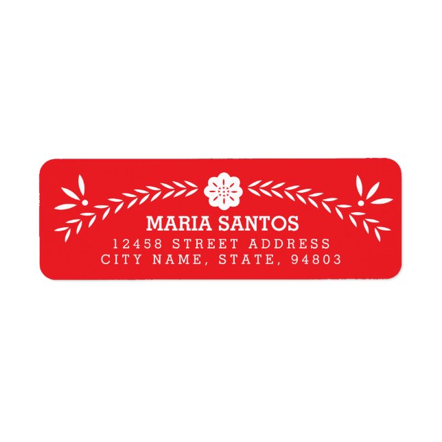 Papel Picado Return Address Labels - Red (Front)