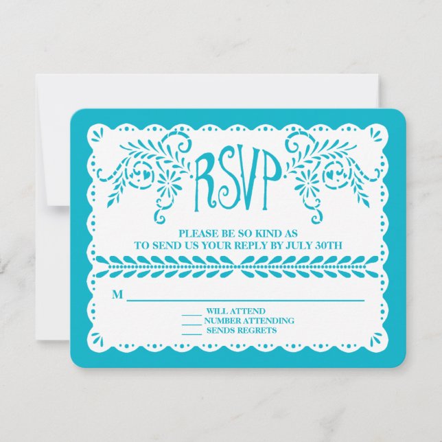 Papel Picado RSVP Blue Pool Fiesta Wedding Banner (Front)