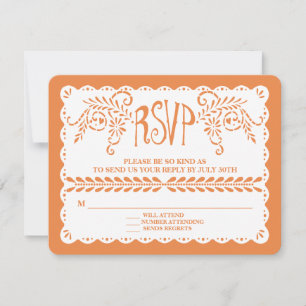 Papel Picado RSVP Orange Fiesta Mariage bannière