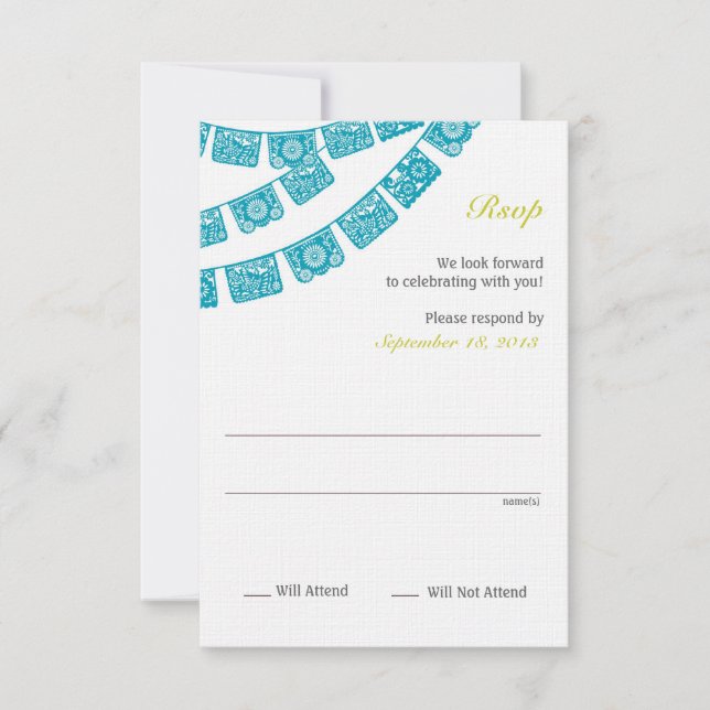 Papel Picado Rsvp Wedding Card (Front)