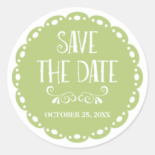 Papel Picado Save the Date Lime Fiesta Wedding Classic Round Sticker