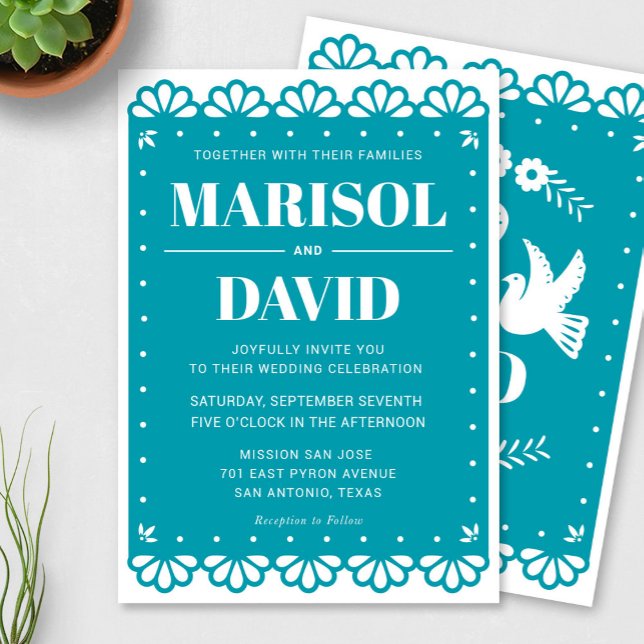 Papel Picado Style Faire-part de mariage avec colo (Créateur téléchargé)