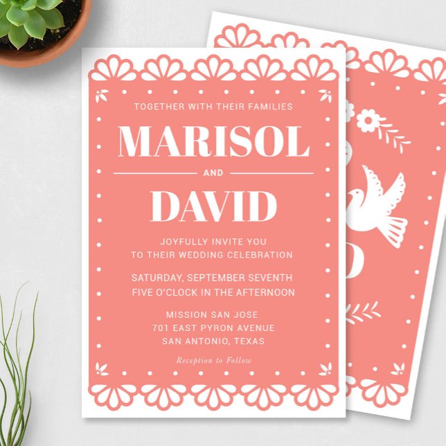 Papel Picado Style Wedding Invitation With Doves (Creator Uploaded)