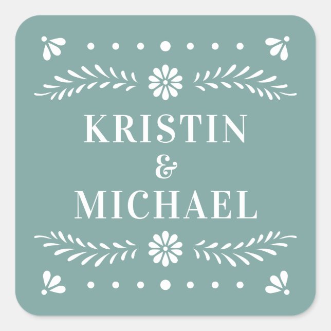 Papel Picado Style Wedding Sticker (Front)