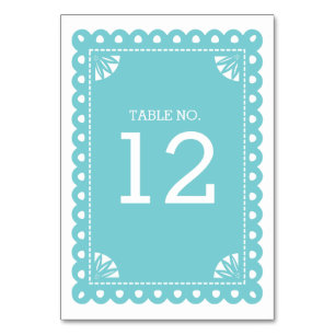 Papel Picado Table Number - Blue