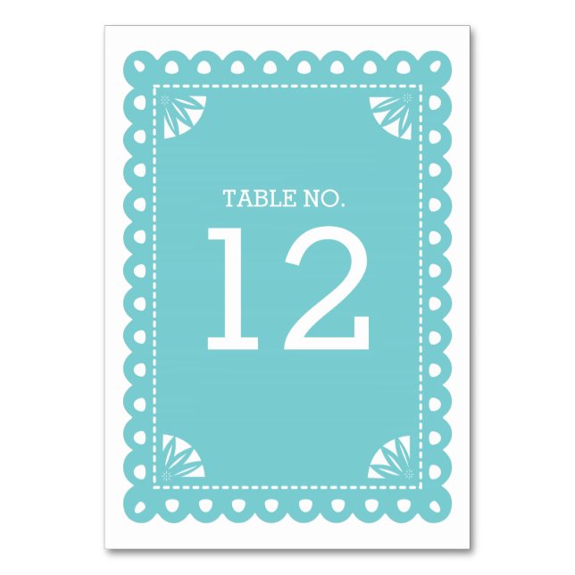 Papel Picado Table Number - Blue (Front)