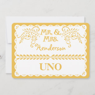 Papel Picado Table Number Gold Fiesta Wedding