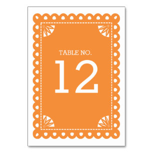 Papel Picado Table Number - Orange