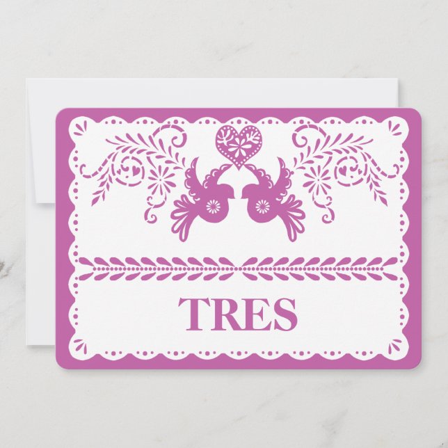 Papel Picado Trois Numéro de Table Trois Or Fiesta (Devant)