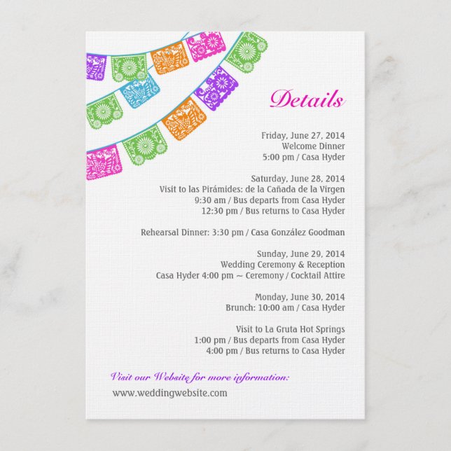 Papel Picado Wedding Details Enclosure Multicolor (Front)